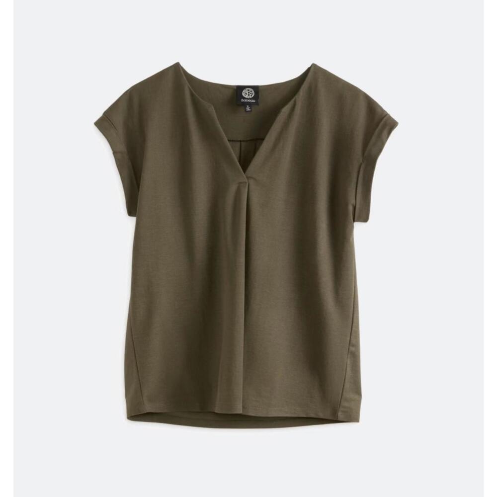 Bobeau Green Blouse Relaxed Fit V-Neck